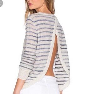 PAM & GELA Wool Blend Striped Open Back Sweater Size L